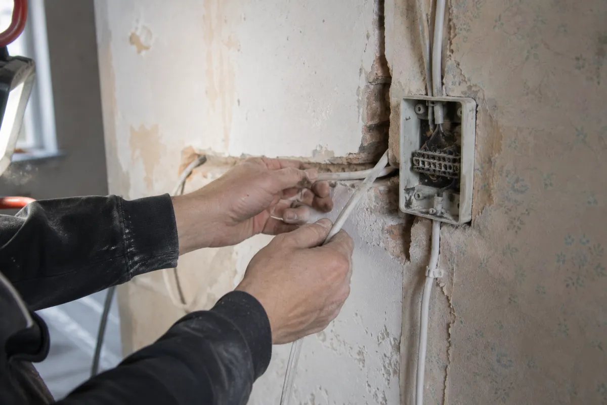Elektro-Meister bei der Sanierung eines Altbaus