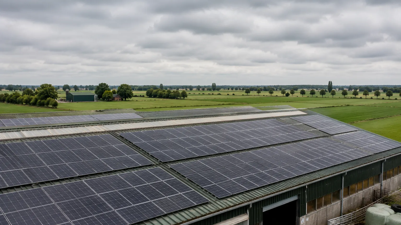 Photovoltaik-Anlage auf landwirtschaftlichem Dach mit Stromspeicher und Ersatzstrom